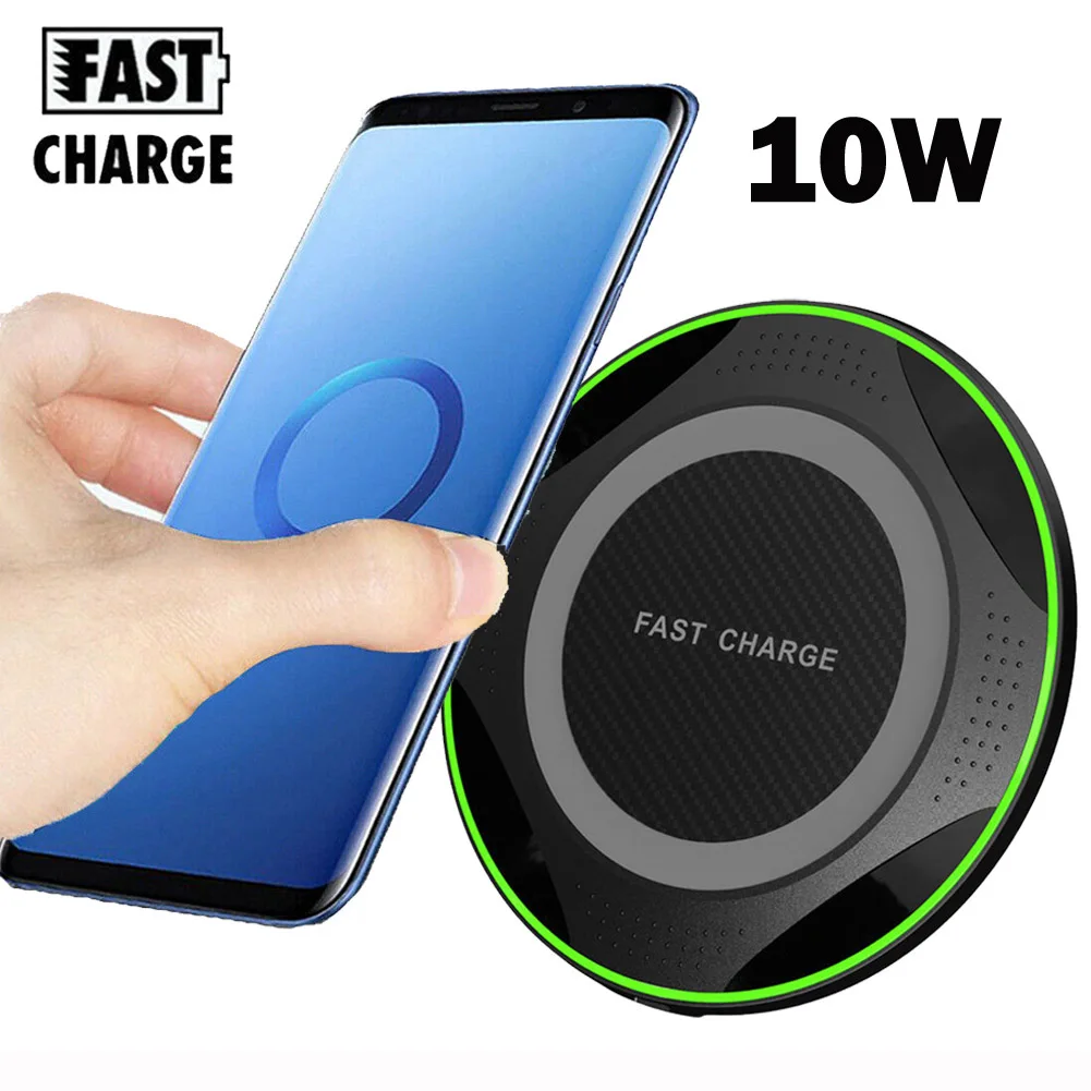 

10W Qi Wireless Charger For Samsung Note 10 Plus S10/S9/S7/S8 iPhone XS Max/X Xiaomi Mix 2S/3 Huawei P30 Pro Fast Charging Pad