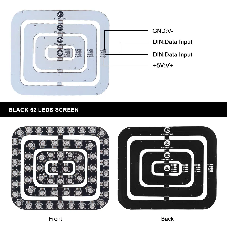 WS2812B SMD5050 RGB светодиодный экран прямоугольной Пиксельной панели 4 прямоугольника 62 светодиодный s полноцветный сон цифровой индивидуально адресуемый DC5V