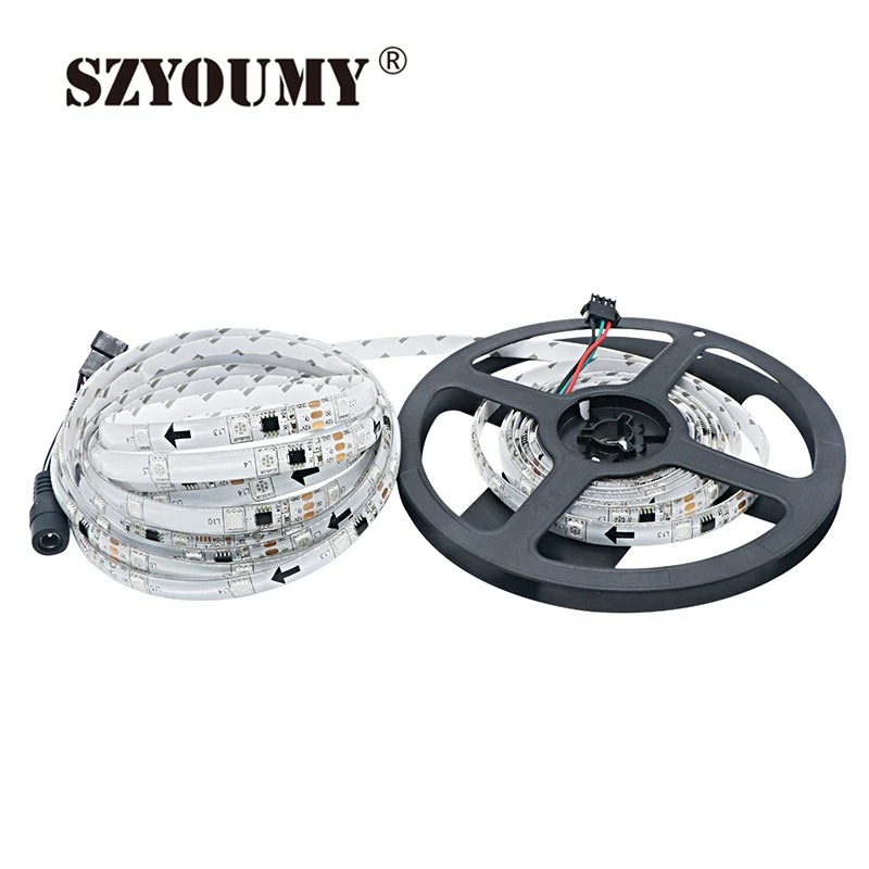 #Best SZYOUMY DC12V 5m Led Strip 1903 Waterproof 1903 IC SMD 5050 RGB Dream Magic Color LED Strip+133 Program RF Controller