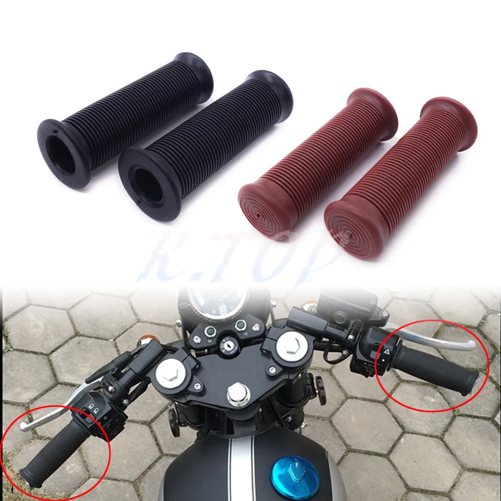 

Universal 22mm 7/8" Retro Rubber Handlebar Hand Grip For Harley Honda Yamaha Suzuki Kawasaki Cafe Racer Bobber Custom
