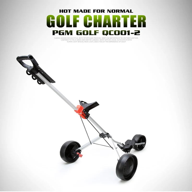 PGM Golf Trolley Cart with Brake Golf Cart 3-wheels Push Pull Cart, Aluminium Alloy Foldable Trolley Accessories