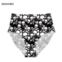 INSTANTARTS сексуальные женские трусики одежда для плавания летние женские плавки с принтом черепа высокая талия шорты Бикини Низ бразильский