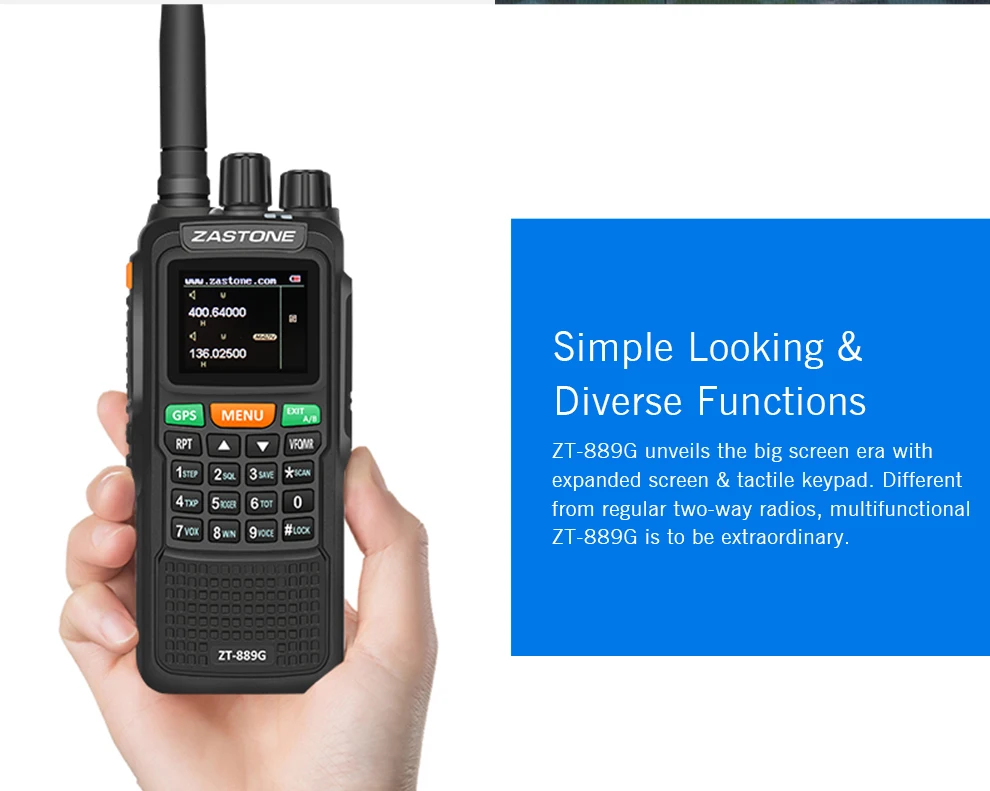 Zastone 889G gps 10 Вт портативная рация 999CH VHF/UHF 3 км-10км мощное двухстороннее радио портативное двухдиапазонное радио приемопередатчик CB радио