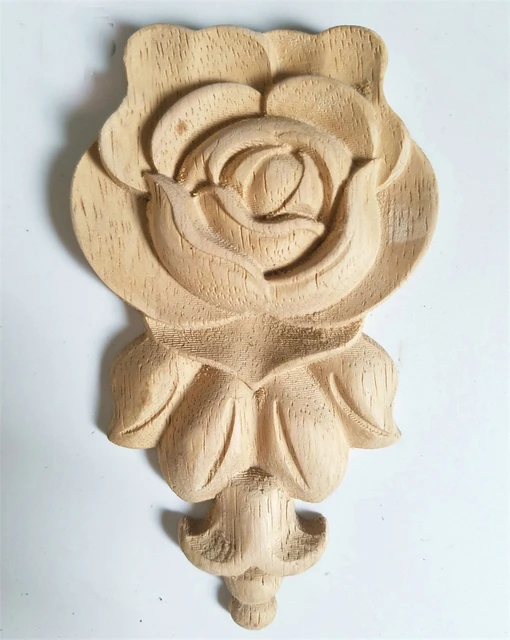 New Flower Wood Carving Natural Wood Appliques for Furniture