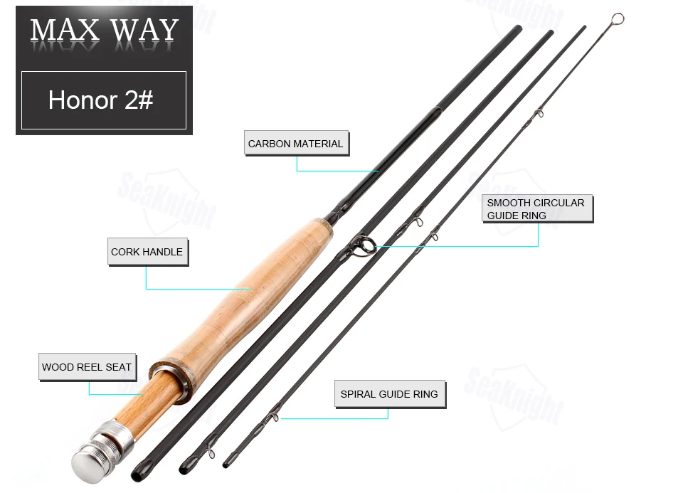 SeaKnight maxway HONOR 2# Сверхлегкая из углеродного сплава 61 г Fly Rod 1,98 м Fly Удочка деревянная катушка сиденье пробковая ручка средняя удочка