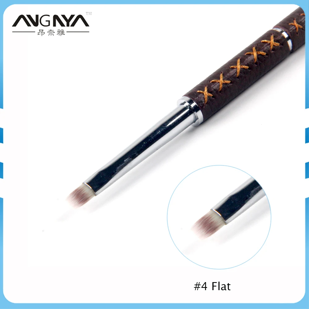 

ANGNYA 1Pc Nail UV Gel Brush 4# Flat Nail Cleaning Brush Nail Painting Drawing Brushes Brown Color Nail Art Brush Manicure Tools