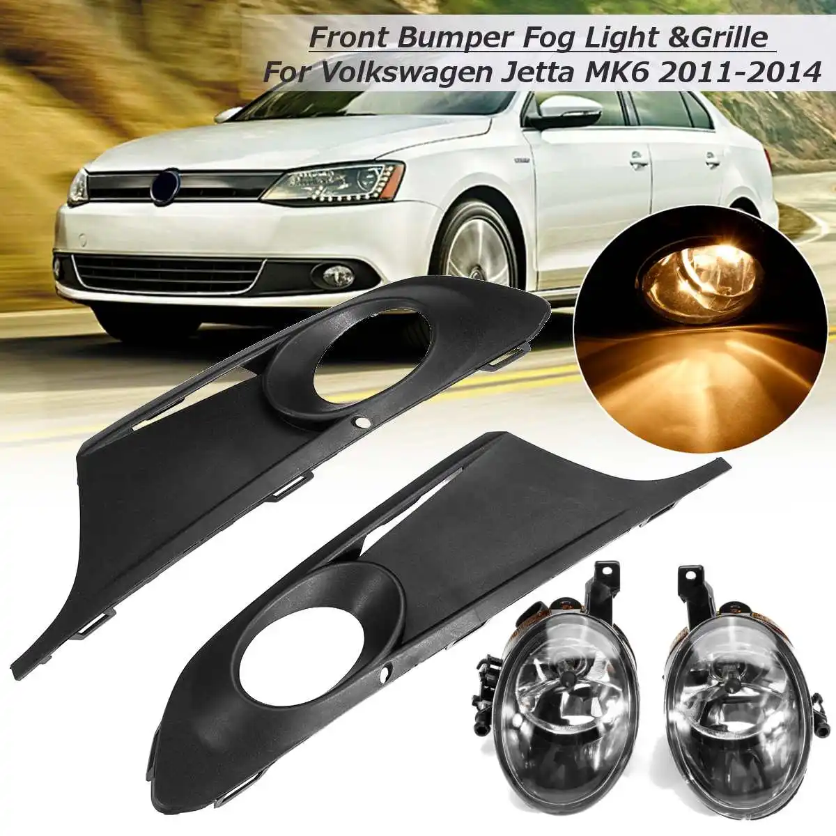

Fog light Cover For Vw Jetta MK6 2011 2012 2013 2014 Foglight Front Bumper Fog lamp Driving light drl Car Accessories Halogen