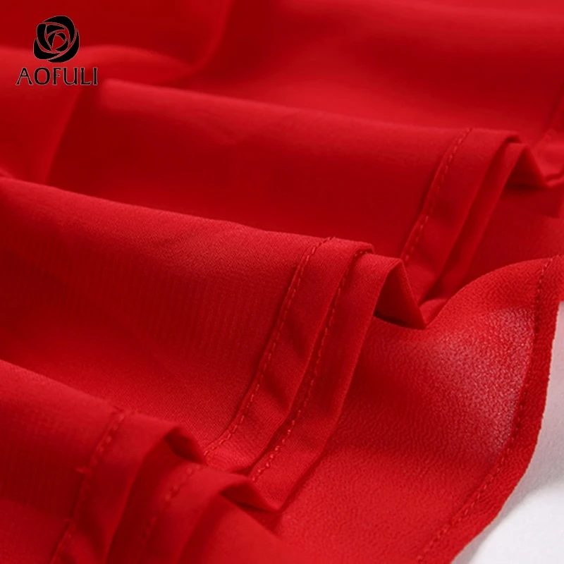 size-S/M Solid Summer Blouse Short Sleeve Ruffles Shirt Brand Red Chiffon Casual Tops With Bow B5528