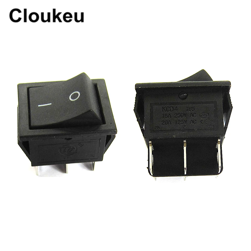 KCD4 черный 6Pin/2 файл Мощность кнопочный выключатель 16A250V 20A125V 31x25 мм
