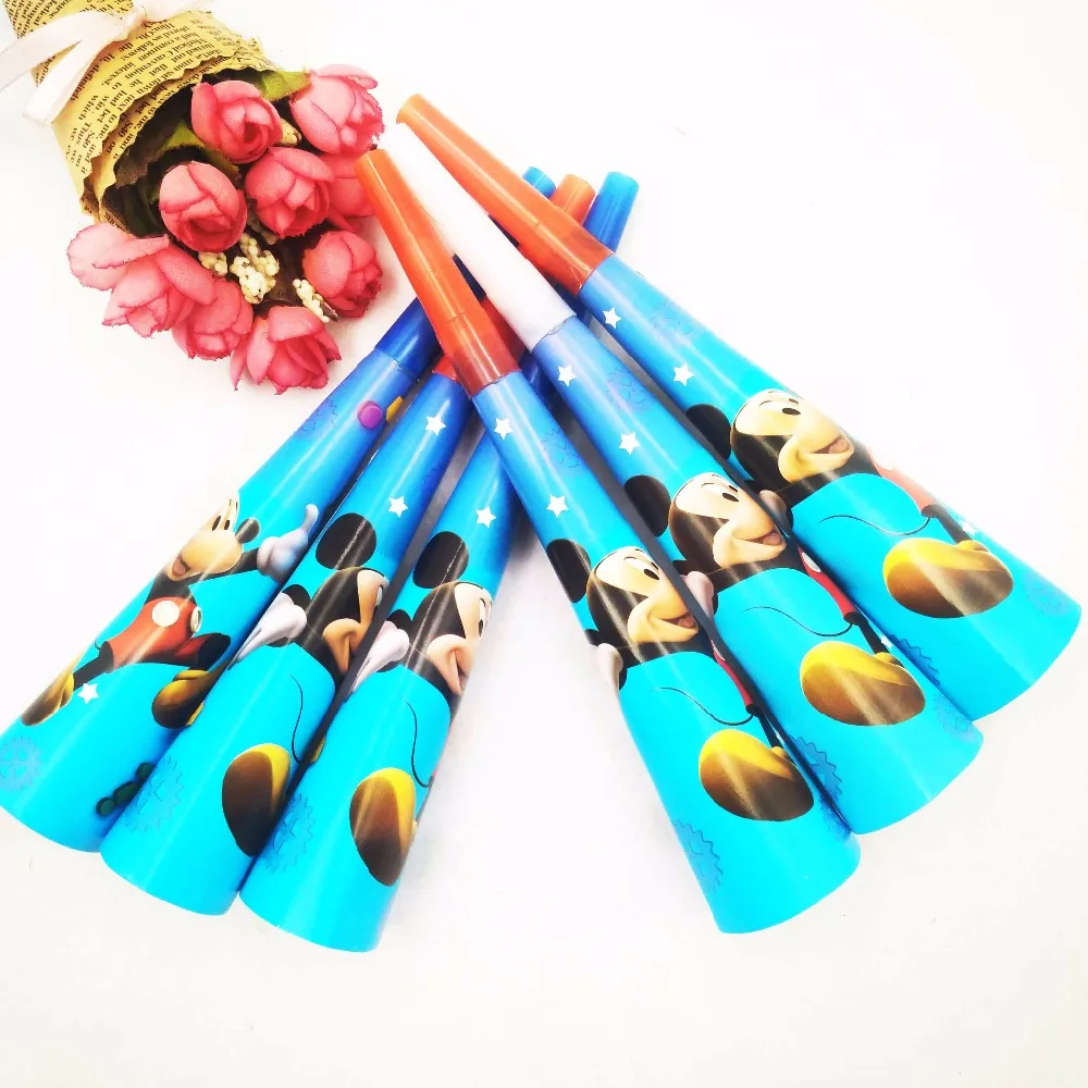 

6pcs/set Mickey mouse cartoon theme noise makers Mickey mouse Baby Happy Birthday Party decoration Toys Boy Favor Horns for kids