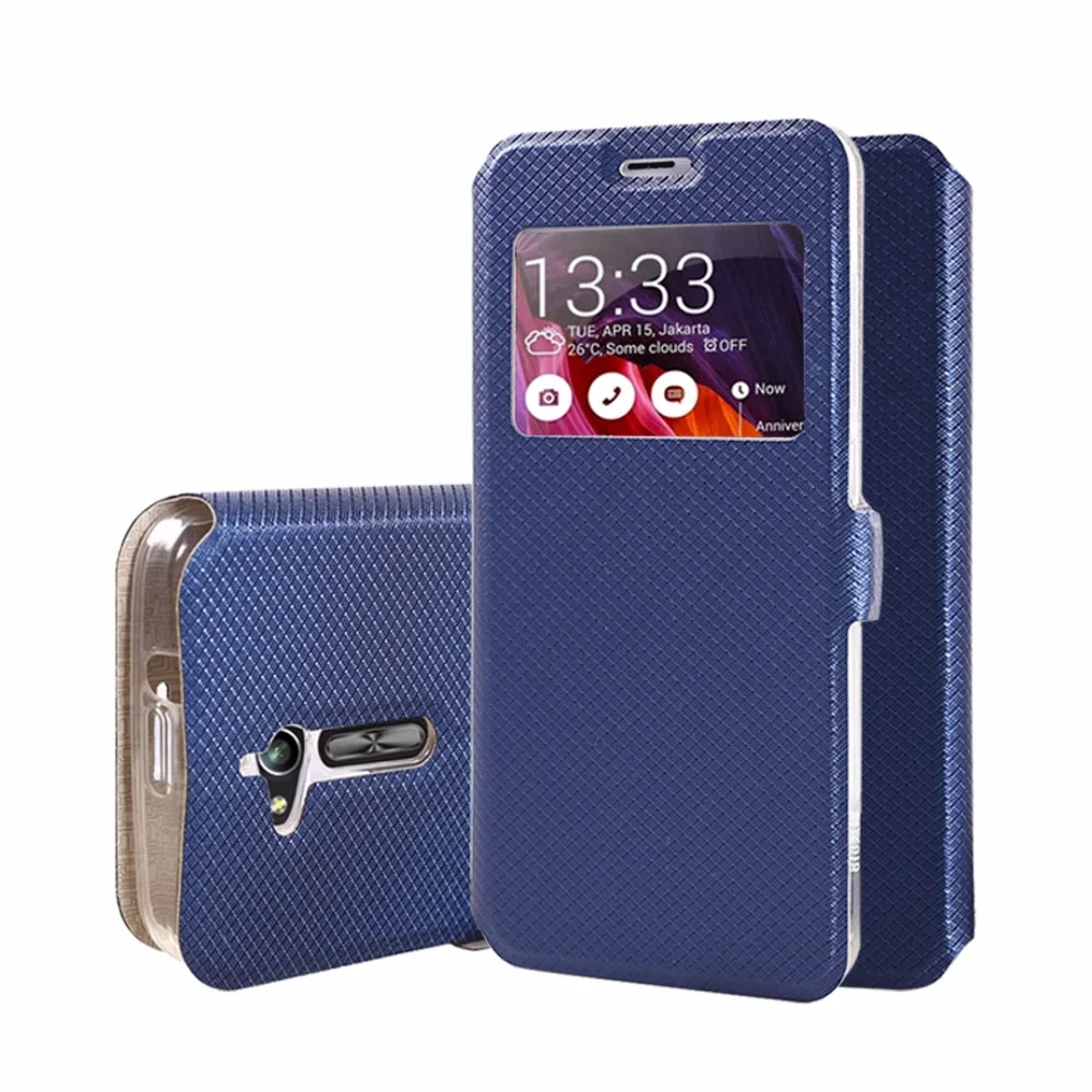 Кожаный чехол с окошком для телефона Asus ZenFone 3Max GO ZB500KL ZB500KG ZC520TL мягкий силиконовый