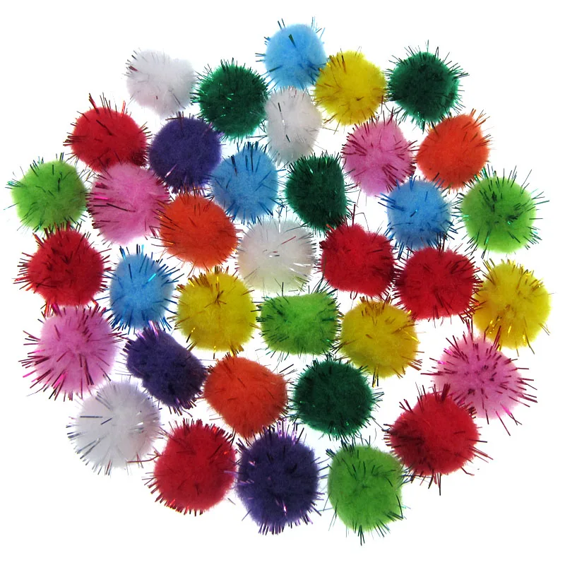 

150pcs Glitter Pompom fluffy craft DIY pom poms balls christmas ball kids toys dolls accessories scrapbookiing 20mm