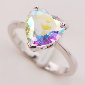 

Rose Rainbow Crystal Zircon Women 925 Sterling Silver Ring F762 Size 5 6 7 8 9