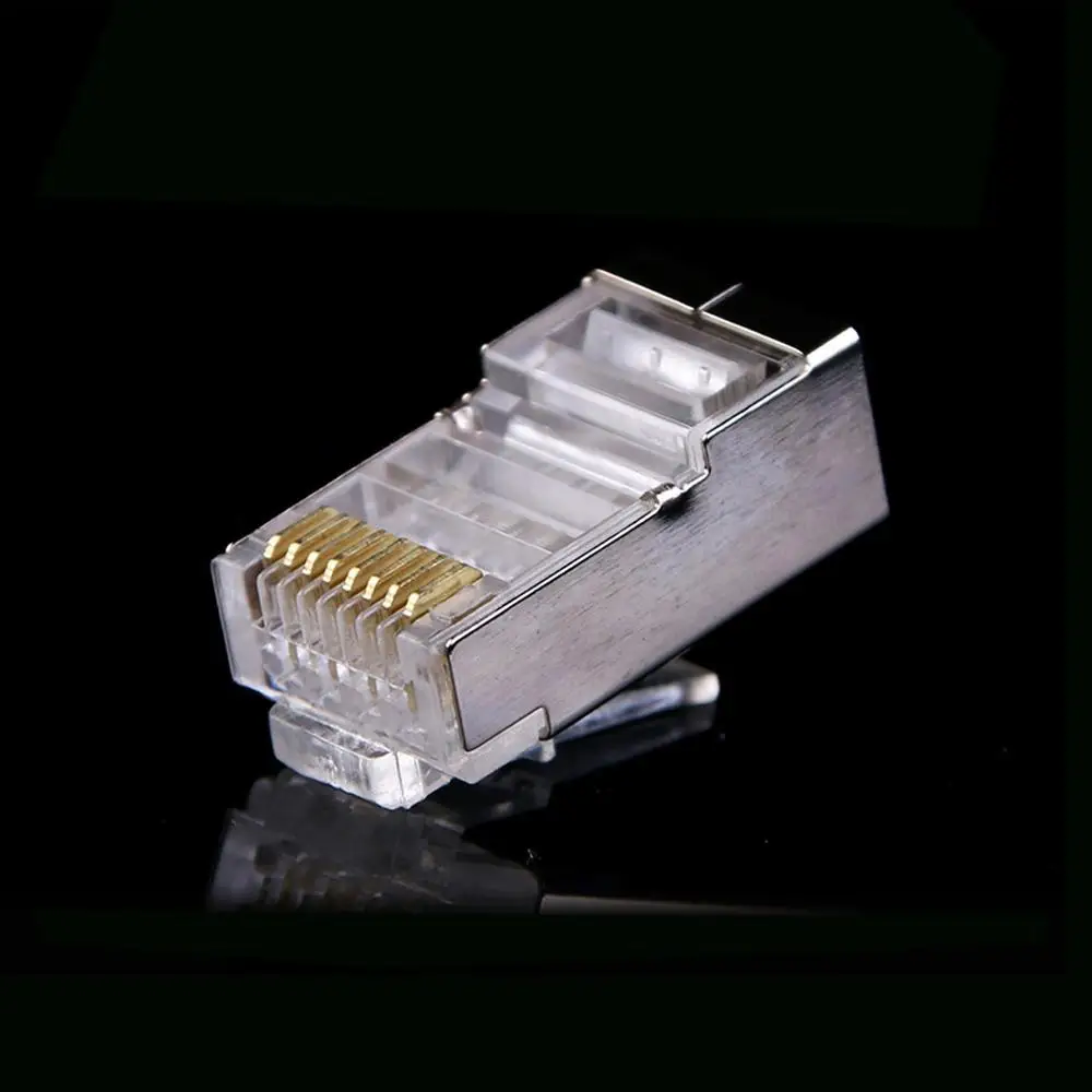 REXLIS 100 шт Cat6 RJ45 разъем 8P8C модульный Ethernet кабель Глава Plug позолоченный Cat 6 Обжимной Сетевой RJ 45 разъем Cat6
