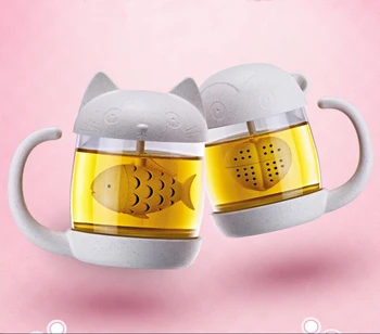 

250ML Cute Cartoon Cat & Monkey Tea Infuser Mugs Coffee Glass Cup Teapot Home Decor Accessories