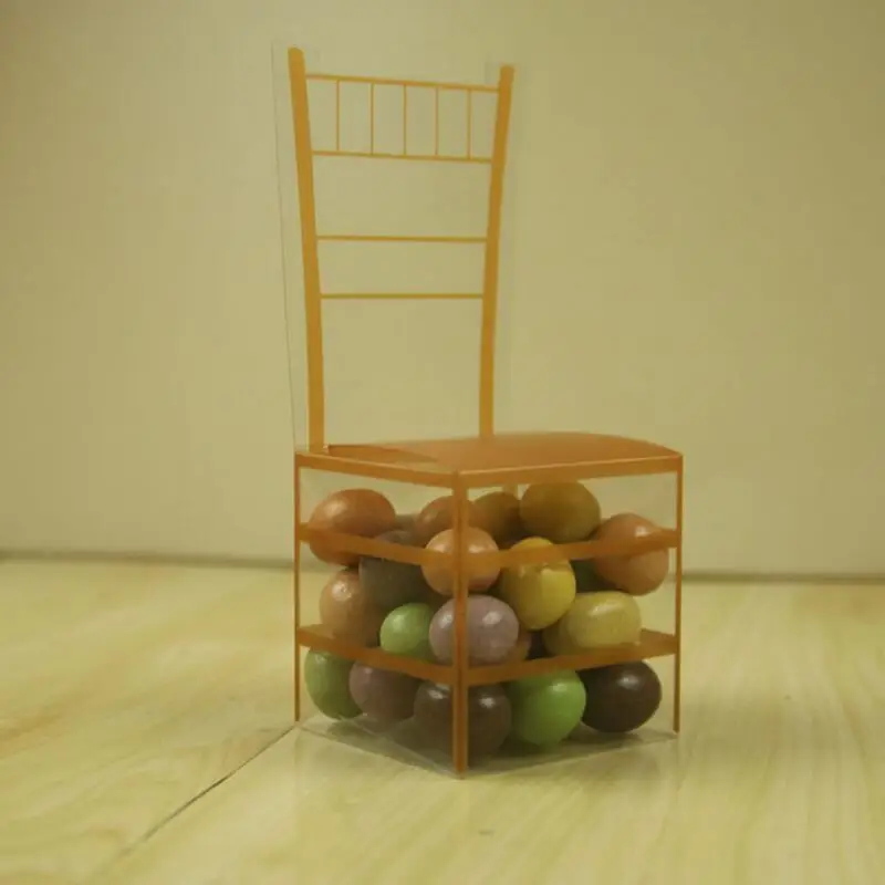 

100pcs/lot New Design PVC Chair Candy Box Creative Birthday Party Gift Packaging Box Wedding Gift Candy Box