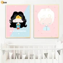 Cartoon Wonder Woman Storm Nordic Posters And Prints Wall Art Canvas Painting Wall Pictures Kids Bedroom Baby Girl Room Decor