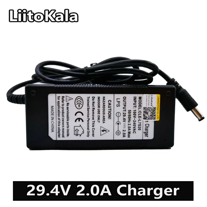 

LiitoKala High quality 29.4 V 2A electric bicycle lithium battery charger for 24 V 2A lithium battery RCA connector charger