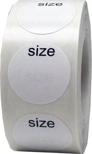 

500 Per Roll 1 Inch Round Natural Paper White Round Blank Clothing Size Stickers Adhesive Labels for Apparel Retail Total