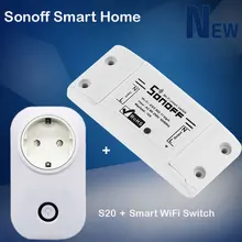 Itead Sonoff базовый Wifi умный переключатель DIY Беспроводное дистанционное интеллектуальное реле для домашней автоматизации модуль управления работа с гнездом Alexa