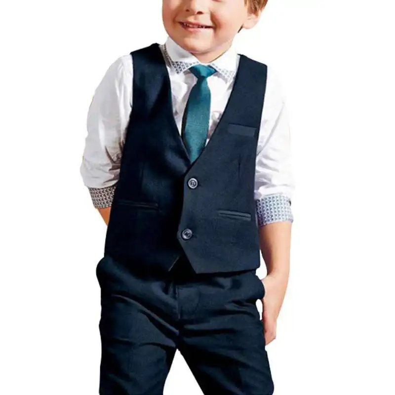 4 Pcs/Set Kids Clothing Baby Boys Suit Vest Tops + Shirt + Necktie