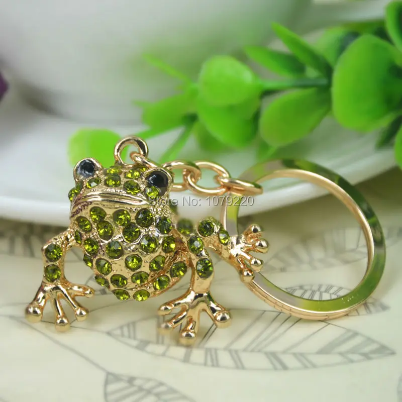 

T PX Frog Small Keyring Rhinestone Crystal Charm Pendant Car Key Bag Chain Christmas Gift Fashion