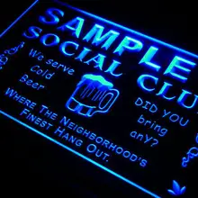 Pz-tm для персонализированного названия Social Club Home Bar для пивных неоновый Световой знак