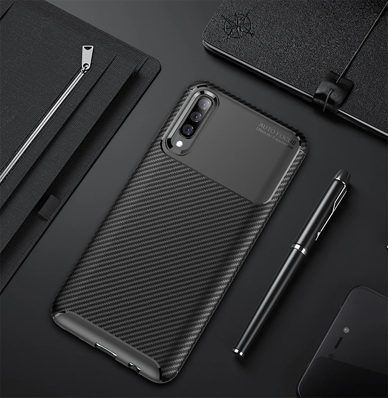 Чехол для Samsung Galaxy A50 A40 A70 мягкий ударопрочный силиконовый чехол из углеродного