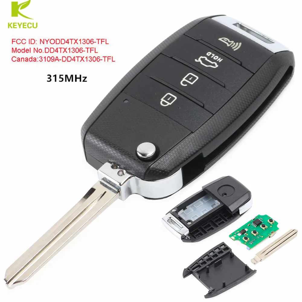Запасная деталь KEYECU для Kia Sportage 315 2015 2014 МГц 3 + 1 кнопки|Ключ от авто| |