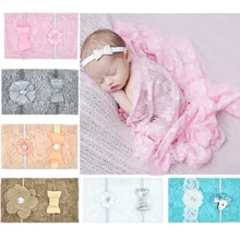 Новорожденных фотографии реквизит одеяло кружево обертывания Детские Детский Пеленальный повязка на голову