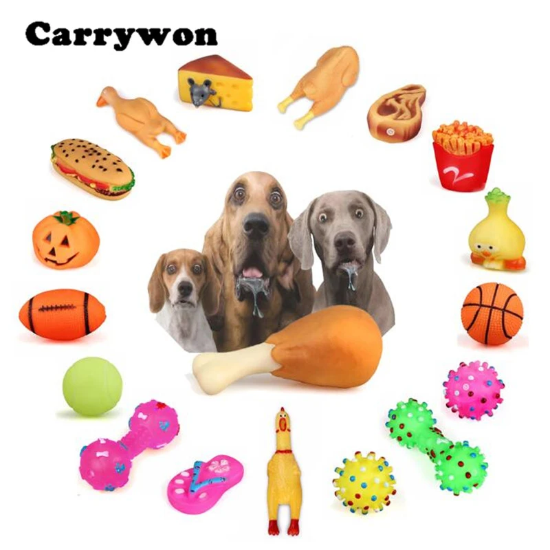 CARRYWON Pet собака жевательные игрушки для кошек против укуса пищалка плюшевый звук милый шарик куриные ноги дизайн щенок щетка для ванны гребень