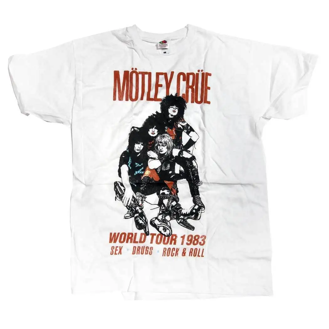 

Motley Crue T Shirt - World Tour 83 100% Official Hair Metal Classic Fashion Style Men Tee Cheap wholesale tees mens tee shirts