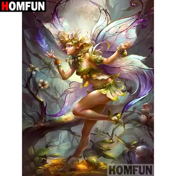 

HOMFUN 5D DIY Diamond Painting Full Square/Round Drill "butterfly fairy" Embroidery Cross Stitch gift Home Decor Gift A09332