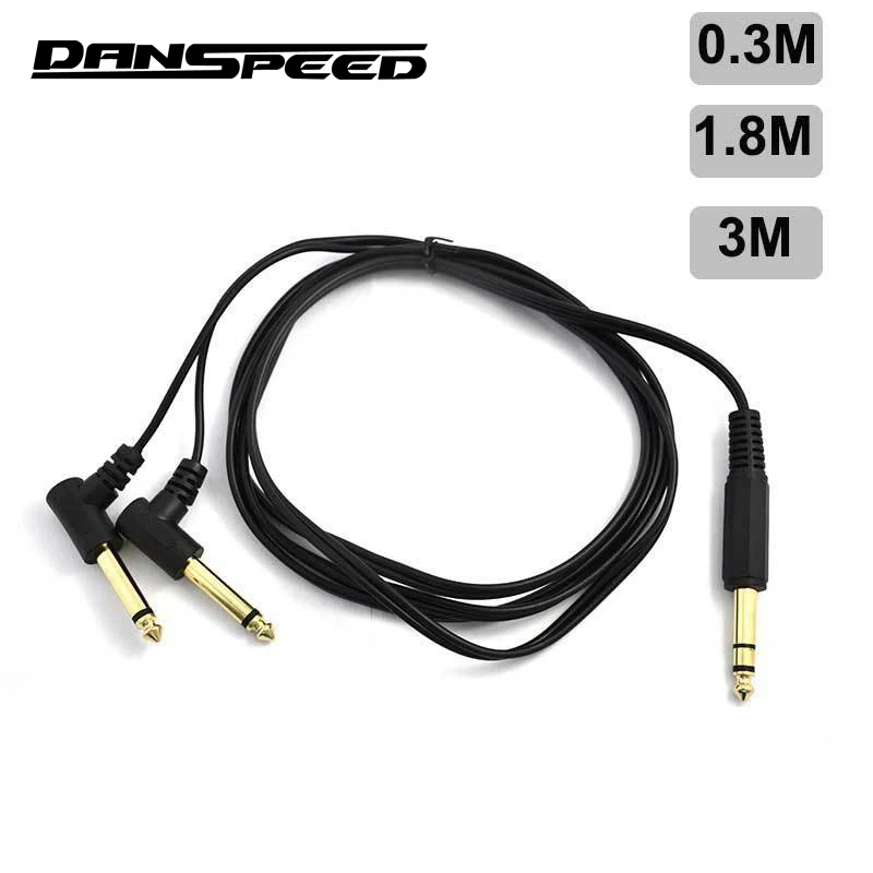 

DANSPEED 6.35mm Male Stereo to 2*6.35mm 1/4" Male TRS Right Angle Y Splitter Audio Cable