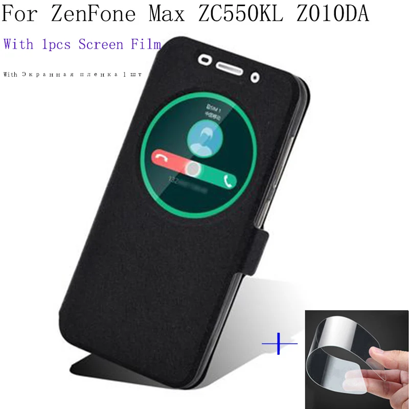 2 шт. Smart View Окно основа для ASUS ZenFone Max ZC550KL Z010DA Чехол Флип PU кожа телефон случаях