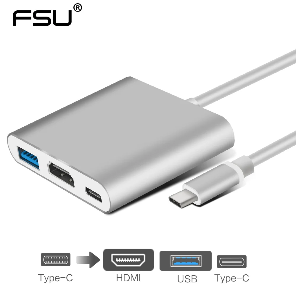 

Tpye C to HDMI Adapter support 1080P video Tpye C HUB with USB 3.0 USB c to VGA type c charging for Macbook projector monitor