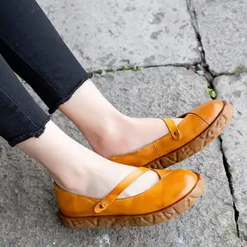 

Comfortable Genuine Leather Platform Slip-on Round Toe Casual Shoes