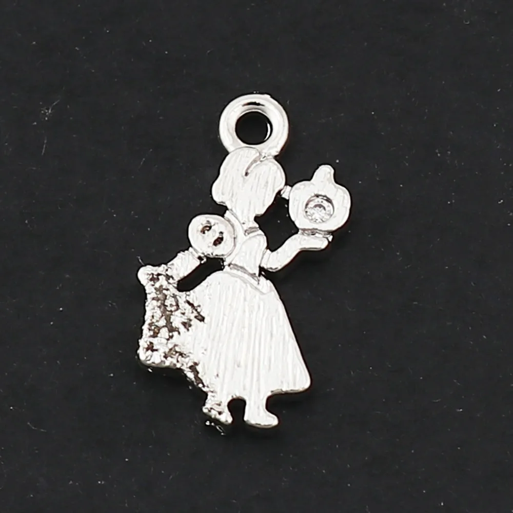 

DoreenBeads Copper Charms Pendant Girl Silver Color Jewelry Accessories Findings for Necklace 12mm( 4/8") x 7mm( 2/8"), 3 PCs