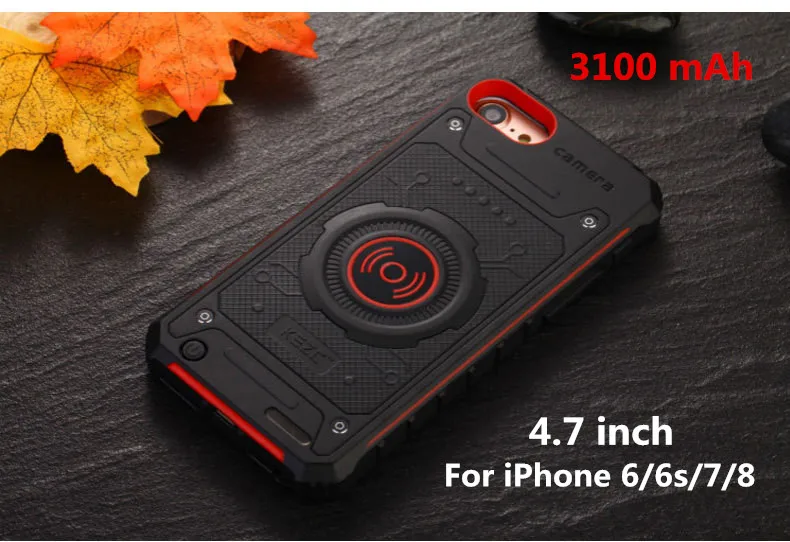 NTSPACE Беспроводная зарядка power Bank для iPhone 7 8 6 6s батарея для беспроводного телефона зарядное устройство чехол s Внешний аккумулятор зарядный чехол - Цвет: Red for 6 6s 7 8