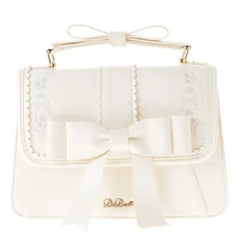 

Lolita White Bow Tie Knot Harajuku Handbag Shoulder Bag Messenger Bag School Women Lady Two Way Bag Cross Body Sweet