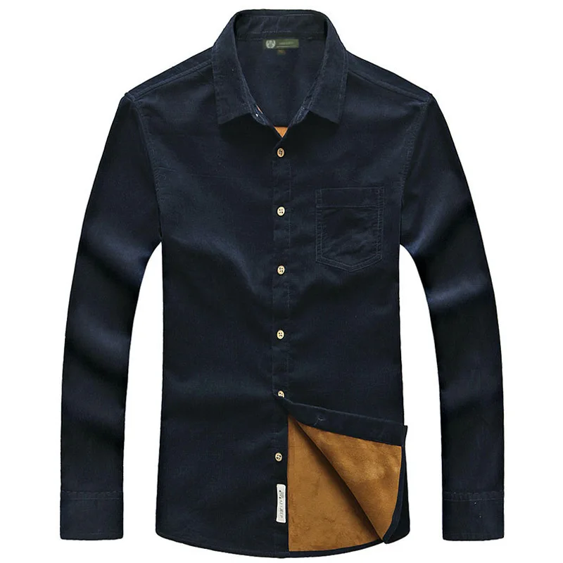 2018 Fashion Male Cheap Quality winter shirt men Long Sleeve Thermal Warm Velvet padded Mens Clothing Thicken Warm Male long