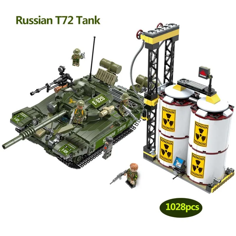 1028 шт. Военная серия Россия T-72 основной боевой танк армейский солдат фигурки строительные блоки игрушки для детей Подарки