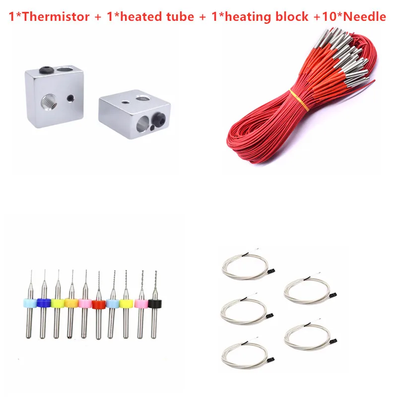 

3D Printer Parts Aluminum Makerbot Heating Tube Block Nozzle Cleaning Cleaner NTC Thermistor For MK7 MK8 J-head Hotend Kossel