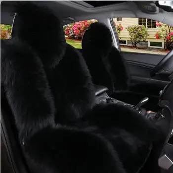 

Natural fur sheepskin car seat covers 1pc for fornt seat universal size for auto cover car fur capes on the seat automobiles