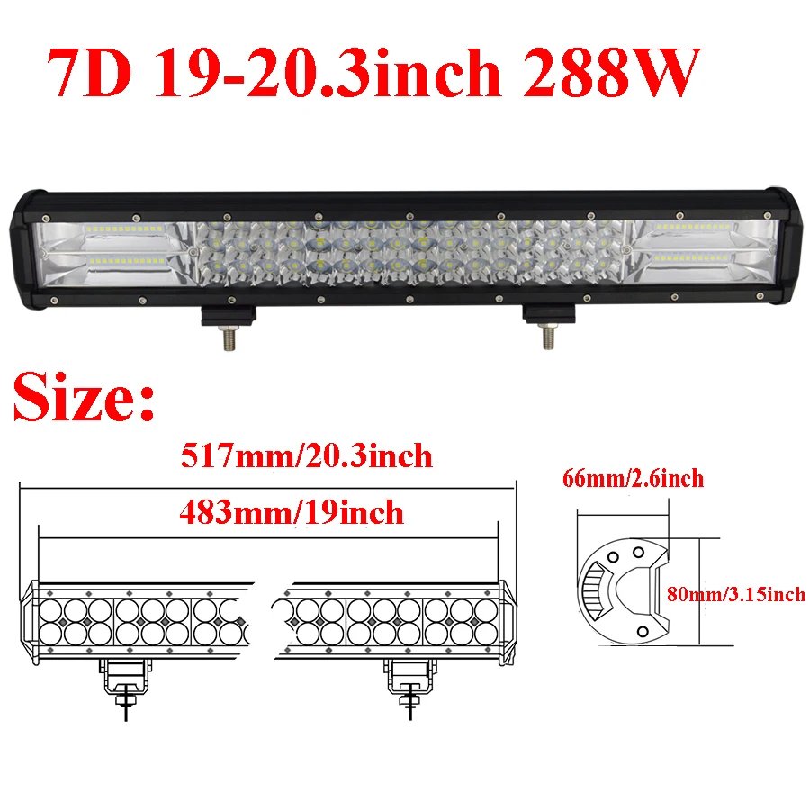 Auxtings 20 дюймов 288 Вт 20 ''три ряда Подвижный кронштейн IP67 водонепроницаемый высокой мощности люменов 7D светодиодный светильник бар внедорожный 4x4 Автомобильный светильник