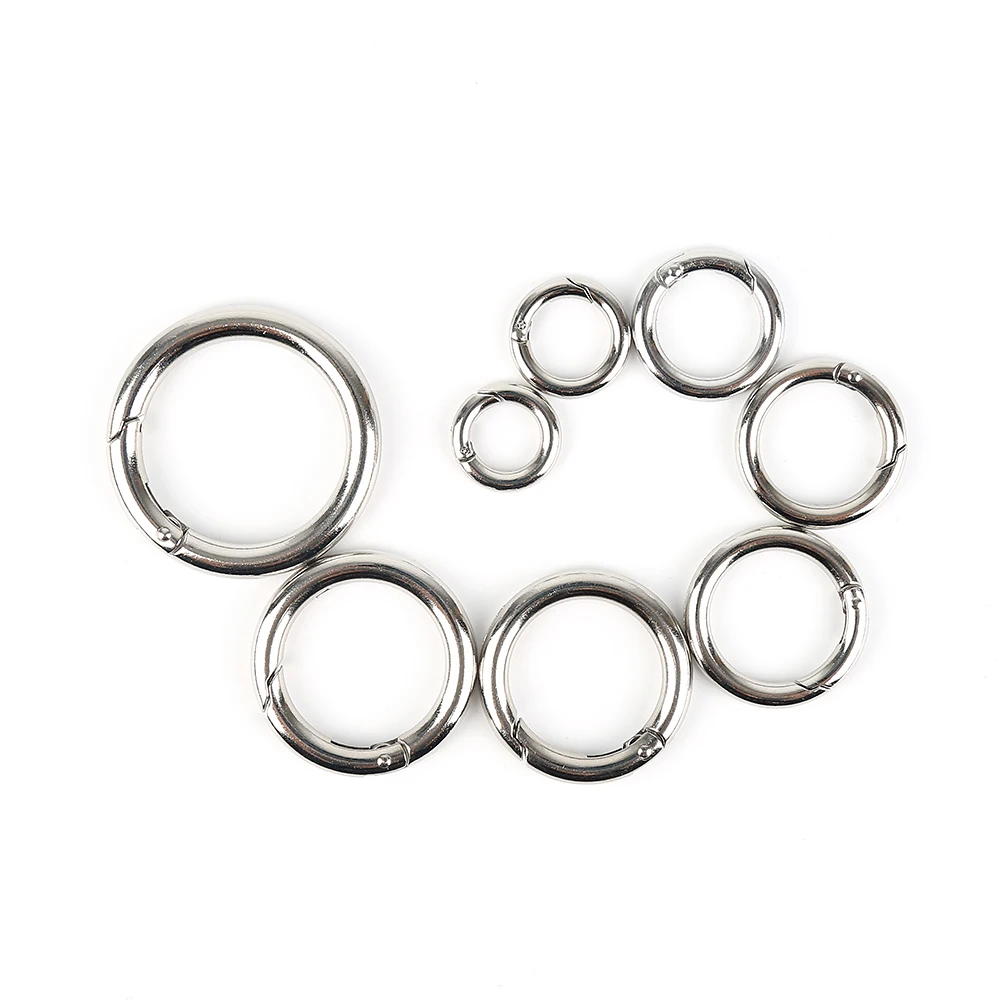 

Gate Spring O-Ring Buckles Clips Plated For Purses Handbag Pets Dog Collar Round Push Trigger Style Snap Hook Zinc Alloy