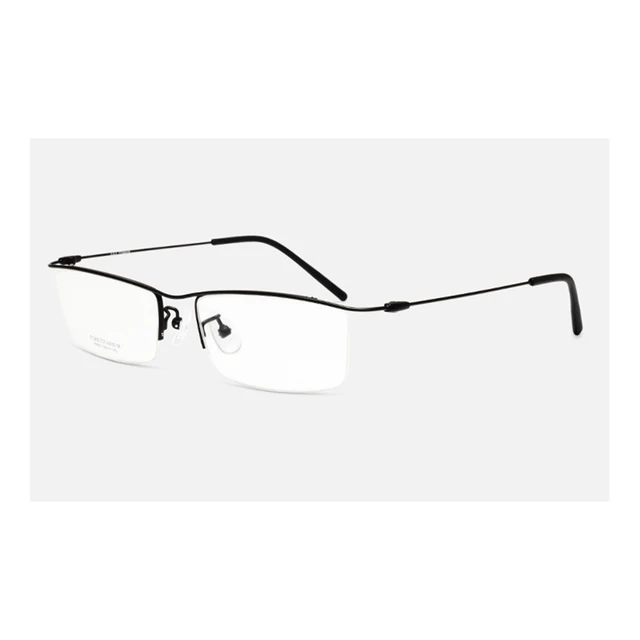Browline Half Rim Titanium Metal Glasses Frame For Men Eyeglasses 