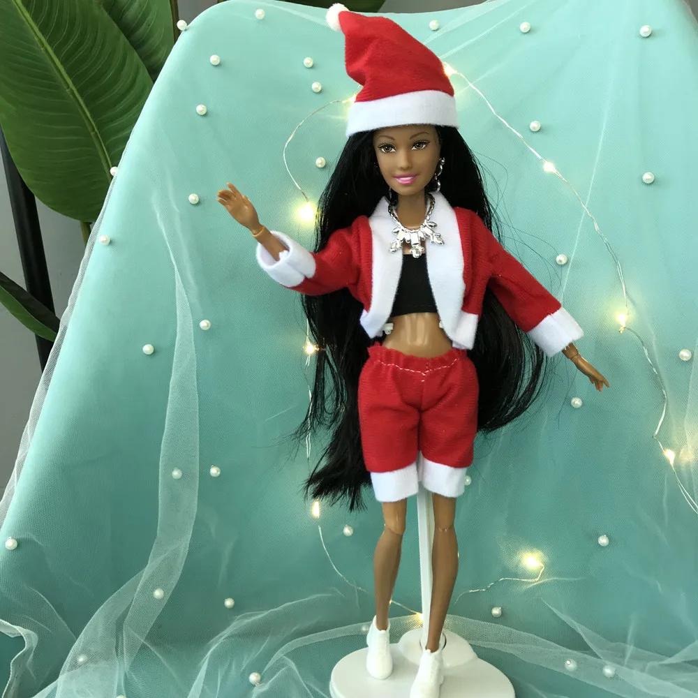 

Chamsgend Baby Girl Movable Joint African Doll Toy Black Doll Best Gift Toy Christmas Gift 45#