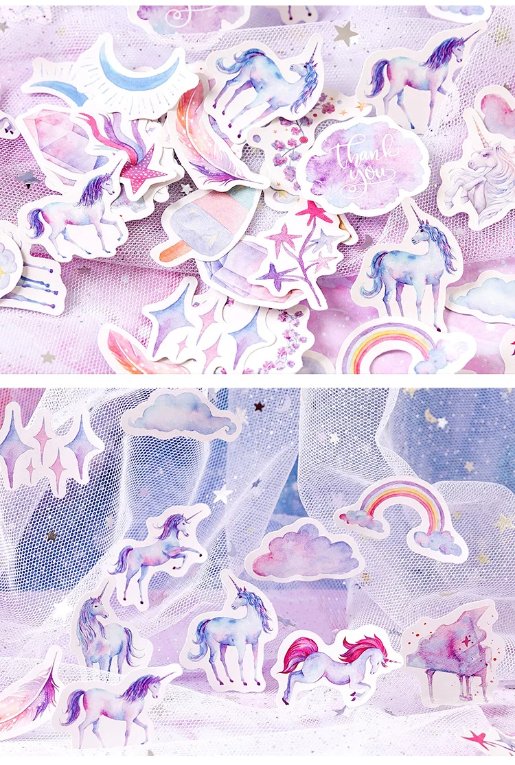 Conjunto Kawaii Papelaria Adesivos Unicórnio Borboleta Diário Planejador Decorativo Móvel Scrapbooking Faça Você Mesmo Artesanato 20 5 Material escolar e de escritório