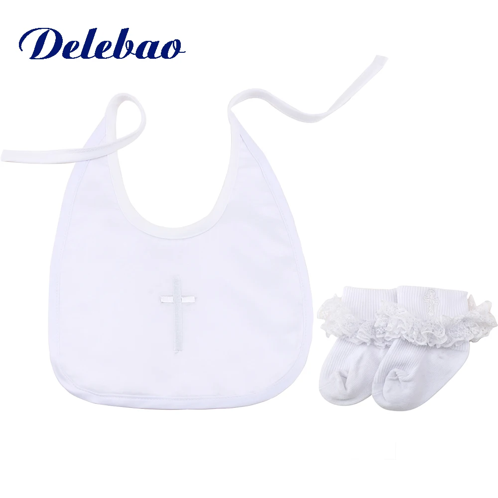 

Delebao Baby Baptism Bibs Unique Pure White Mincrofiber Burp Cloths For 0-2 Years